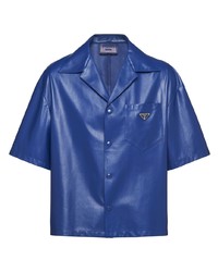 Мужская синяя рубашка с коротким рукавом от Prada