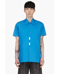 Мужская синяя рубашка с коротким рукавом от Raf Simons