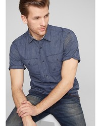 Мужская синяя рубашка с коротким рукавом от s.Oliver