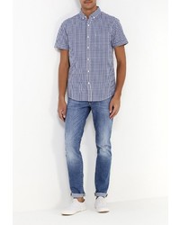 Мужская синяя рубашка с коротким рукавом от Sela