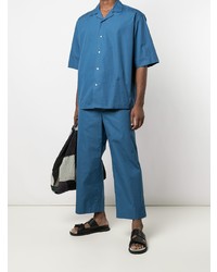 Мужская синяя рубашка с коротким рукавом от Jil Sander