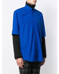 Мужская синяя рубашка с коротким рукавом от Balenciaga