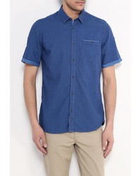 Мужская синяя рубашка с коротким рукавом от Tom Tailor