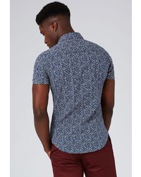 Мужская синяя рубашка с коротким рукавом от Topman