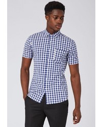 Мужская синяя рубашка с коротким рукавом от Topman