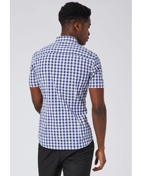 Мужская синяя рубашка с коротким рукавом от Topman