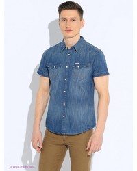 Мужская синяя рубашка с коротким рукавом от Wrangler