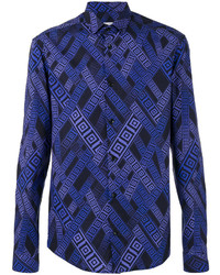 Мужская синяя рубашка с принтом от Versace