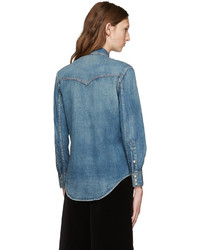 Женская синяя рубашка от Saint Laurent