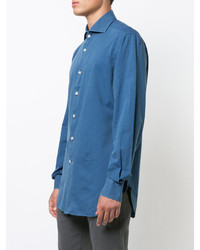 Мужская синяя рубашка от Kiton