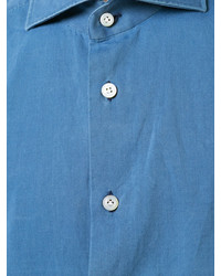Мужская синяя рубашка от Kiton