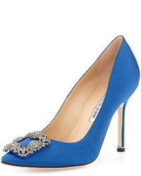 Синяя сатиновая обувь