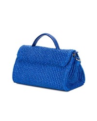 Синяя соломенная большая сумка от Zanellato