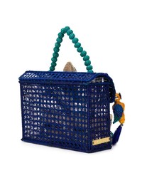 Синяя соломенная большая сумка от Mercedes Salazar