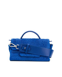Синяя соломенная большая сумка от Zanellato