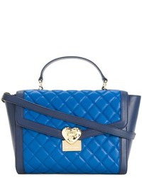 Синяя стеганая большая сумка от Love Moschino