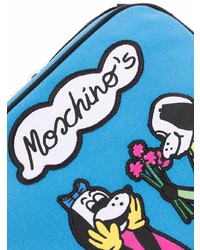 Синяя сумка почтальона из плотной ткани от Moschino