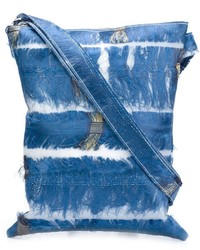 Синяя сумка через плечо c бахромой