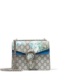 Синяя сумка через плечо из плотной ткани с принтом от Gucci