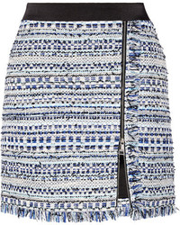 Синяя твидовая мини-юбка c бахромой от Karl Lagerfeld