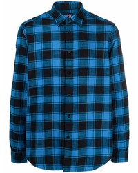 Мужская синяя фланелевая рубашка с длинным рукавом в шотландскую клетку от Diesel