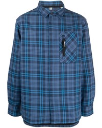 Мужская синяя фланелевая рубашка с длинным рукавом в шотландскую клетку от Rossignol