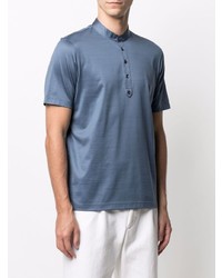 Мужская синяя футболка на пуговицах от La Fileria For D'aniello