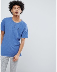 Мужская синяя футболка на пуговицах от Tokyo Laundry