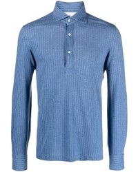 Мужская синяя футболка-поло в вертикальную полоску от Brunello Cucinelli