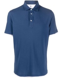 Мужская синяя футболка-поло в горизонтальную полоску от Brunello Cucinelli