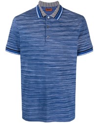 Мужская синяя футболка-поло в горизонтальную полоску от Missoni