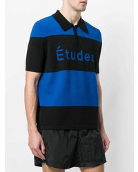 Мужская синяя футболка-поло в горизонтальную полоску от Études