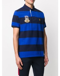 Мужская синяя футболка-поло в горизонтальную полоску от Polo Ralph Lauren