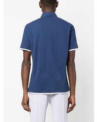 Мужская синяя футболка-поло в горизонтальную полоску от Brunello Cucinelli