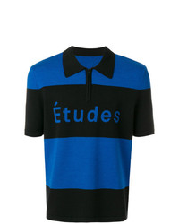 Мужская синяя футболка-поло в горизонтальную полоску от Études