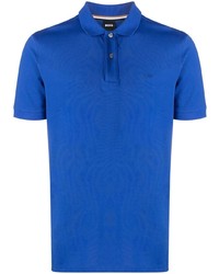 Мужская синяя футболка-поло с вышивкой от BOSS