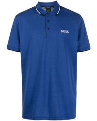 Мужская синяя футболка-поло с вышивкой от BOSS