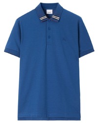 Мужская синяя футболка-поло с вышивкой от Burberry