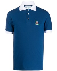 Мужская синяя футболка-поло с вышивкой от Casablanca