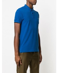 Мужская синяя футболка-поло с вышивкой от Etro