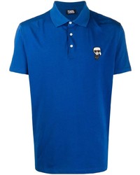 Мужская синяя футболка-поло с вышивкой от Karl Lagerfeld