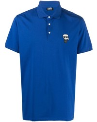 Мужская синяя футболка-поло с вышивкой от Karl Lagerfeld
