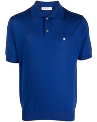 Мужская синяя футболка-поло с вышивкой от Manuel Ritz