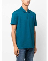 Мужская синяя футболка-поло с вышивкой от Versace