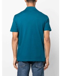 Мужская синяя футболка-поло с вышивкой от Versace