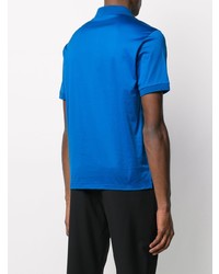 Мужская синяя футболка-поло с вышивкой от Alexander McQueen