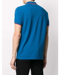 Мужская синяя футболка-поло с вышивкой от Kenzo
