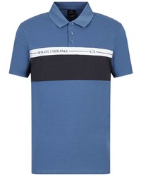 Мужская синяя футболка-поло с принтом от Armani Exchange