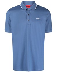 Мужская синяя футболка-поло с принтом от BOSS