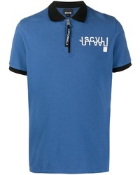 Мужская синяя футболка-поло с принтом от Just Cavalli